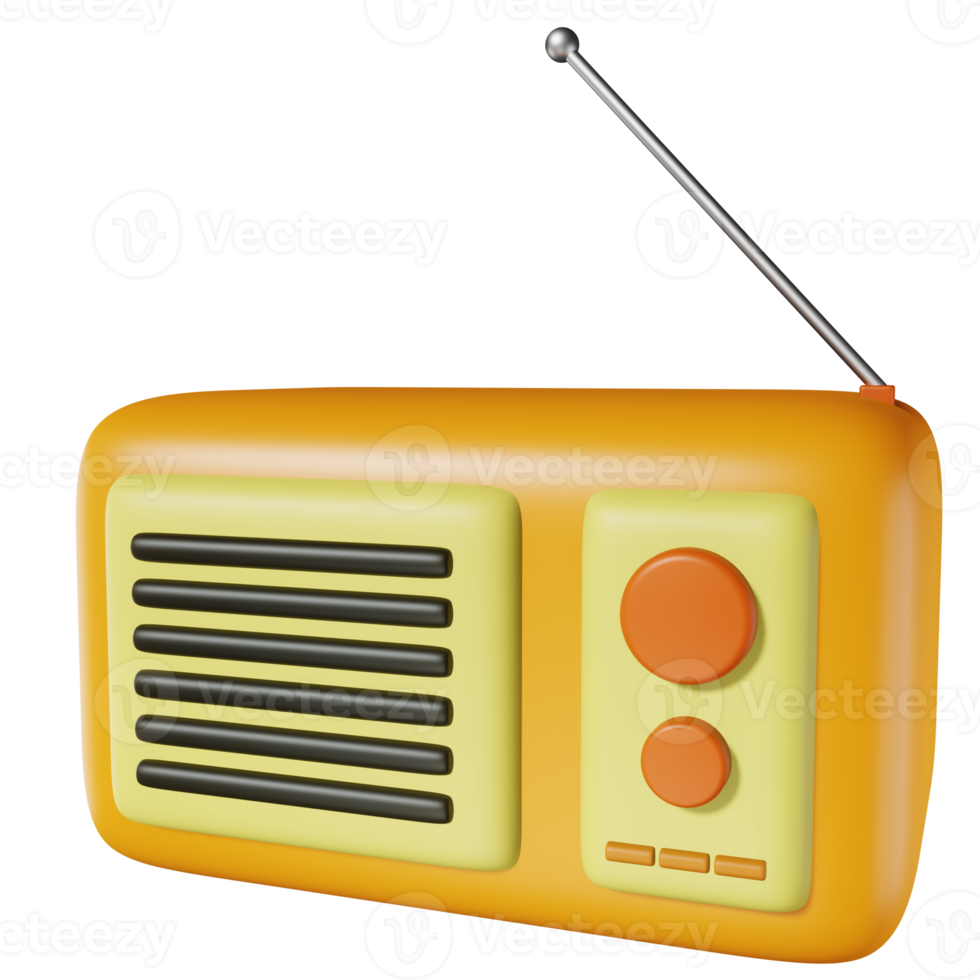 rádio 3d isolado no fundo transparente png