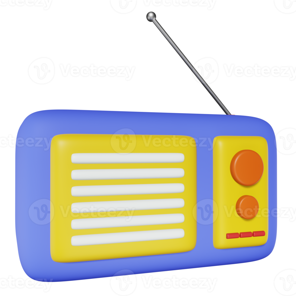 radio 3d isolée sur fond transparent png