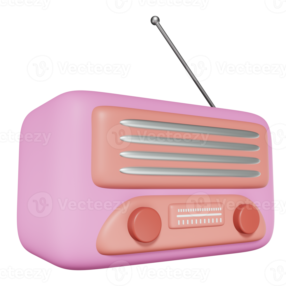 3D Radio Isolated in Transparent Background png