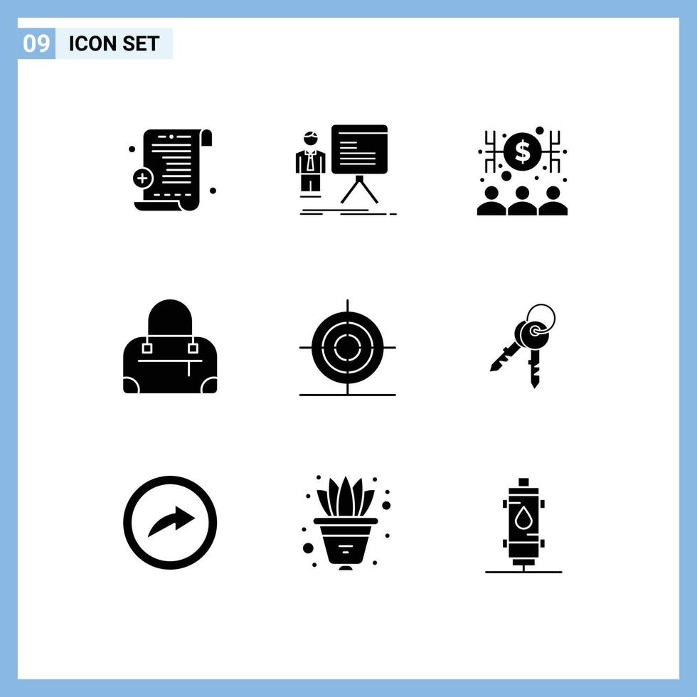 Mobile Interface Solid Glyph Set of 9 Pictograms of keys math capitalist education fashion Editable Vector Design Elements