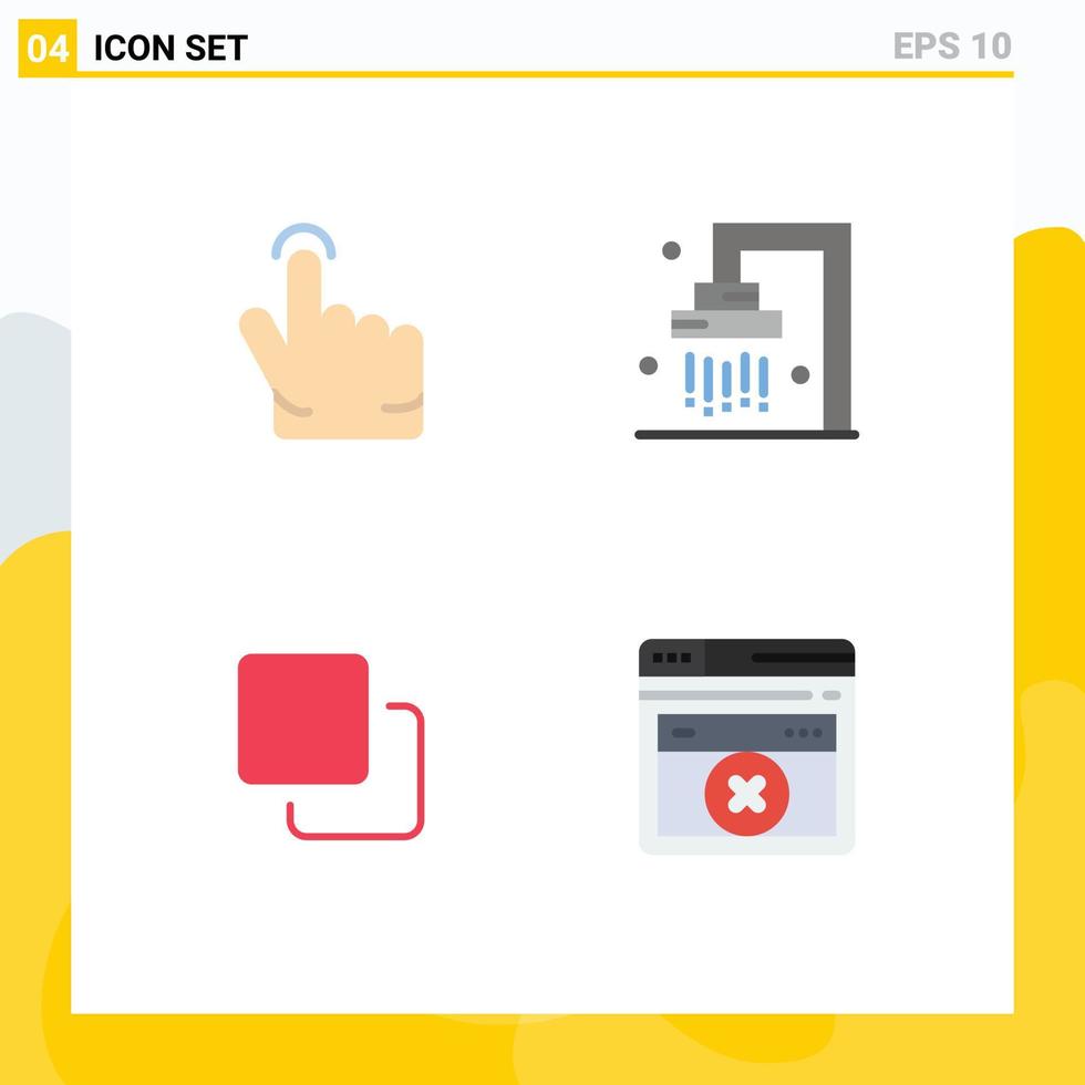 4 Thematic Vector Flat Icons and Editable Symbols of finger quadruple bath shower web page Editable Vector Design Elements