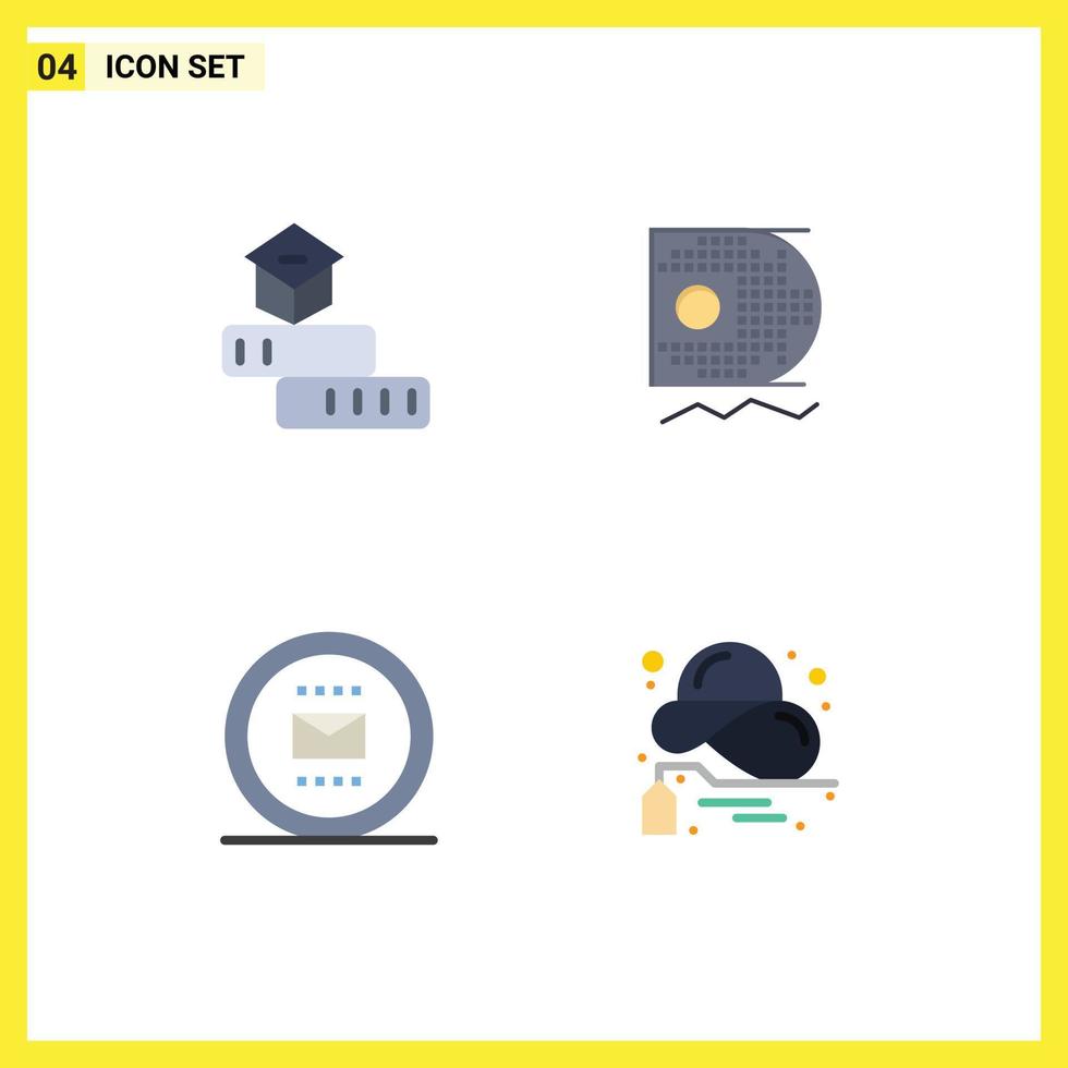4 Thematic Vector Flat Icons and Editable Symbols of education envelope school scince office Editable Vector Design Elements
