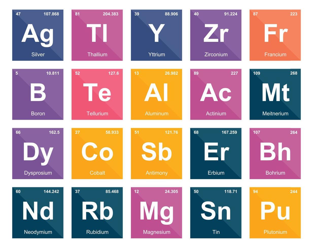 20 Preiodic table of the elements Icon Pack Design vector