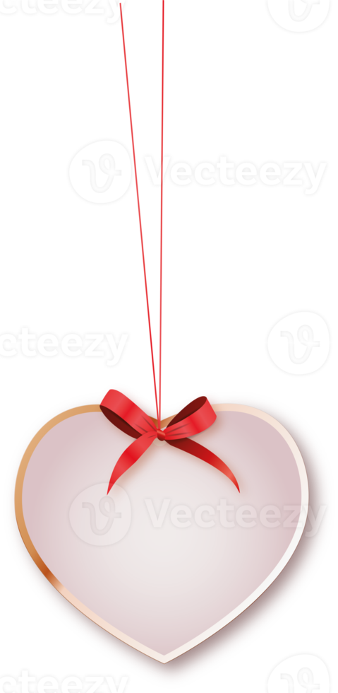 Pink Heart Shape Label for Valentine's Day png