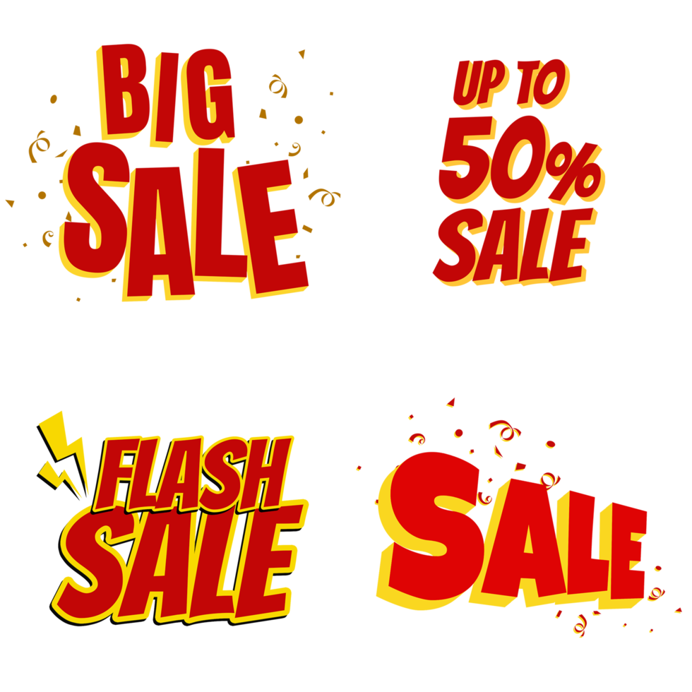 Sale Shopping Poster or banner with Flash icon and text on transparent png