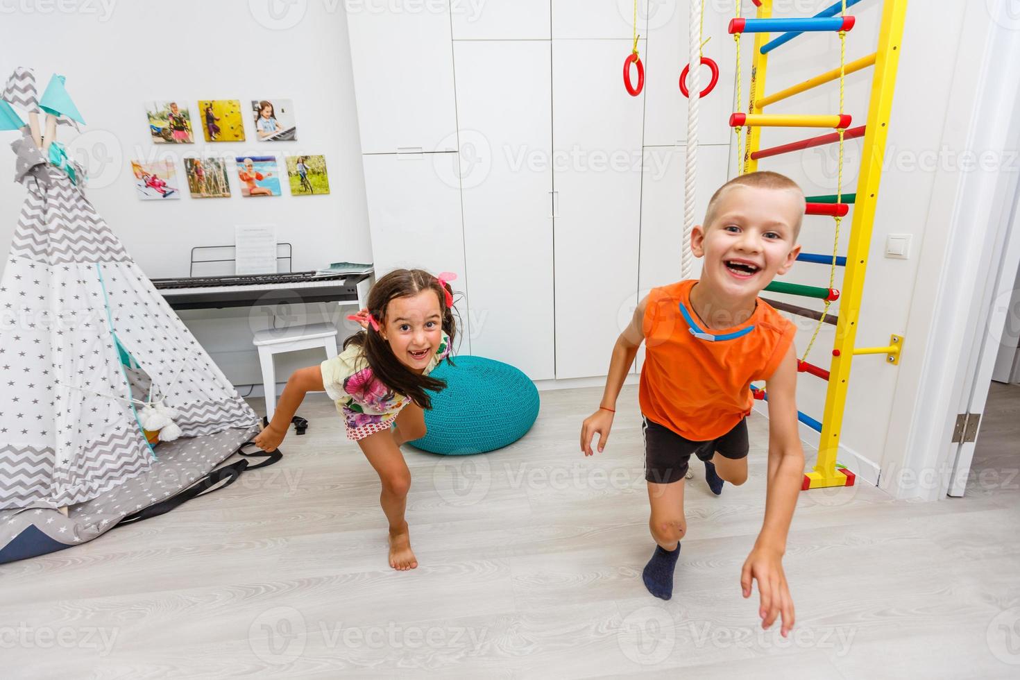 children play in the children's room indoors photo