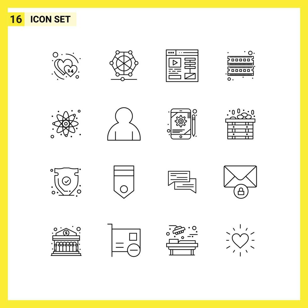 16 Creative Icons Modern Signs and Symbols of science physics design ram device Editable Vector Design Elements