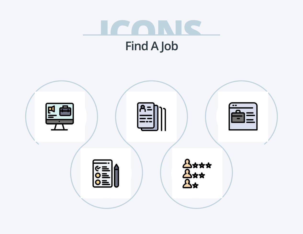 Find A Job Line Filled Icon Pack 5 Icon Design. job. bag. email. file. document vector