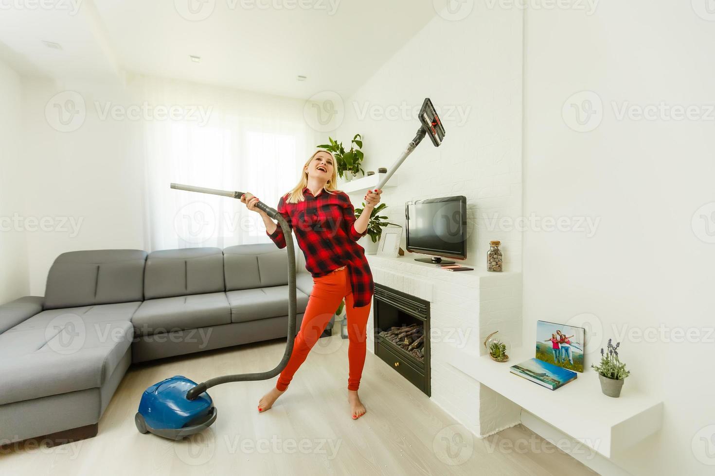 Home, apartment and room sterilization, cleaning, vacuuming with vacuum cleaner in the time of dangerous viruses. photo