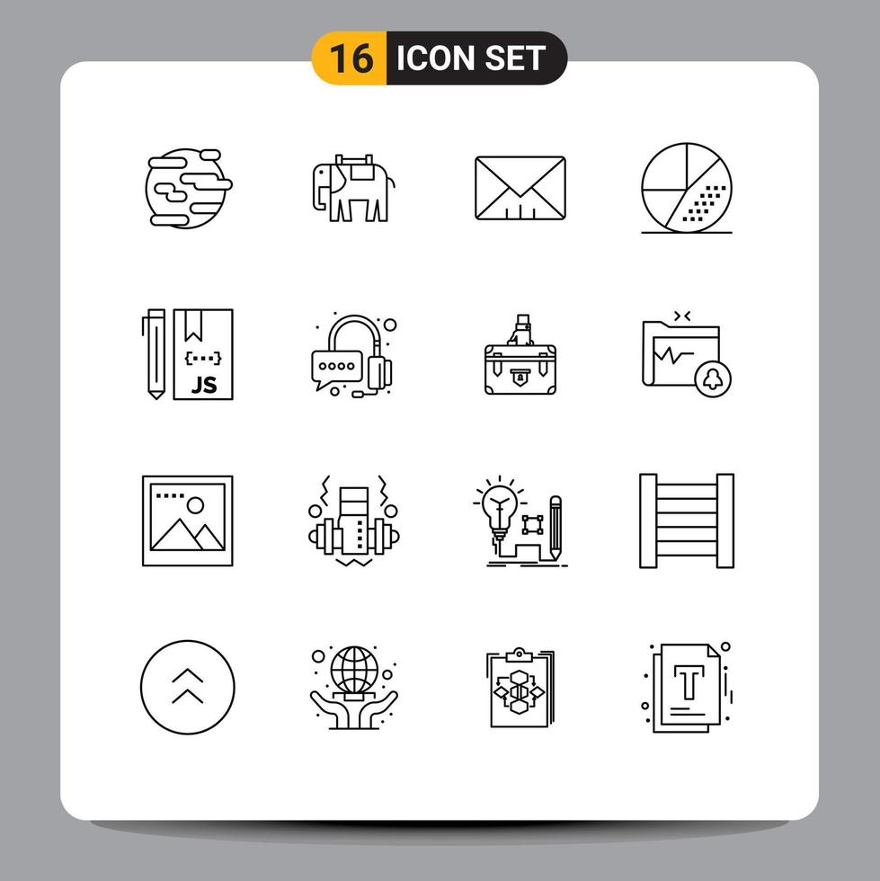 Pictogram Set of 16 Simple Outlines of cloud search indian optimization engine Editable Vector Design Elements