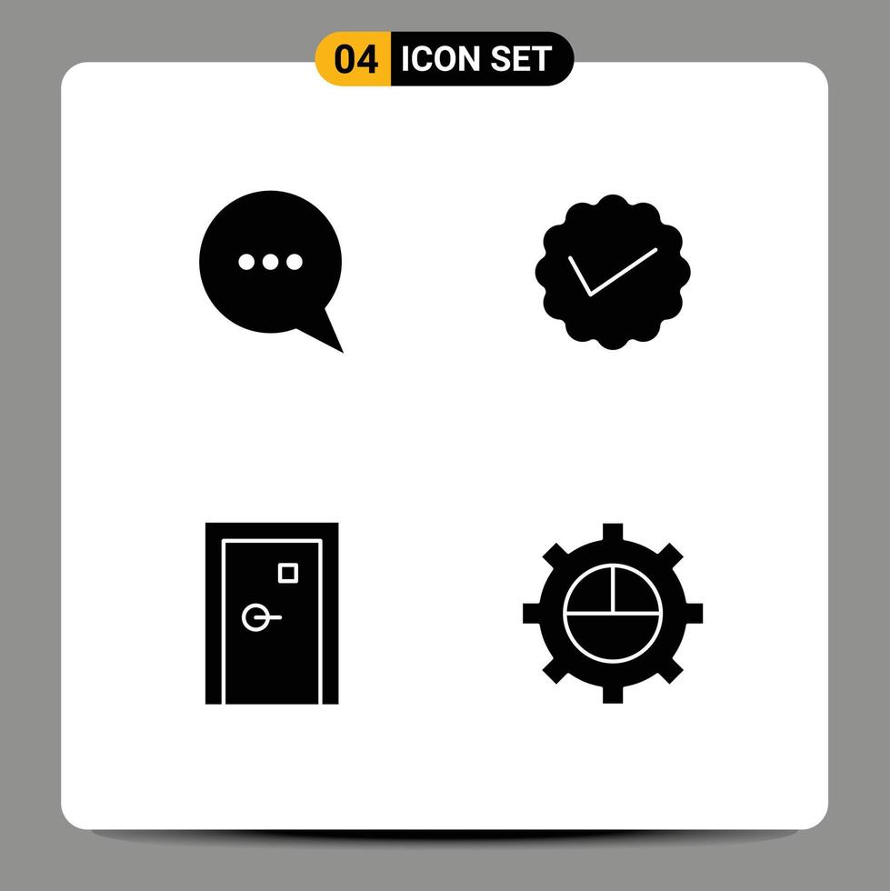 Pictogram Set of 4 Simple Solid Glyphs of chat buildings chat social exit Editable Vector Design Elements