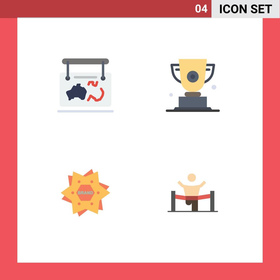 Pack of 4 Modern Flat Icons Signs and Symbols for Web Print Media such as frame first guide cup branding Editable Vector Design Elements