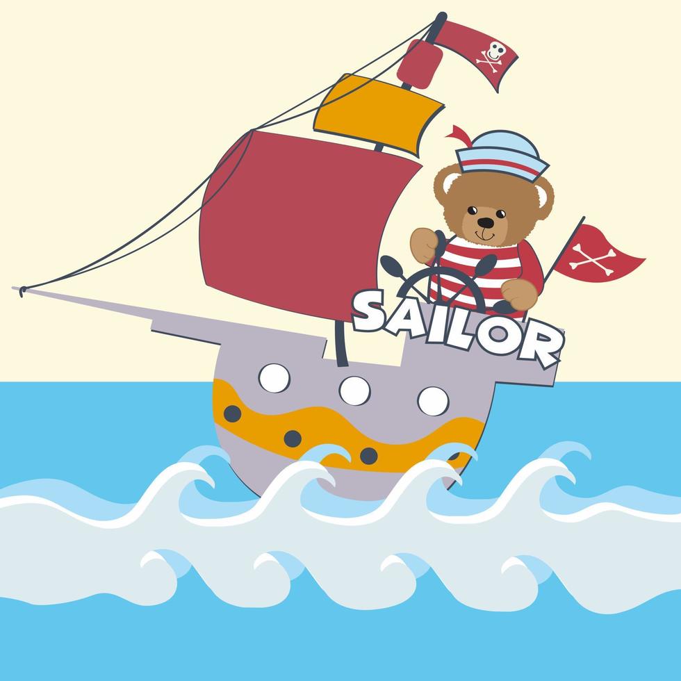 diseño de dibujos animados vector lindo oso marinero