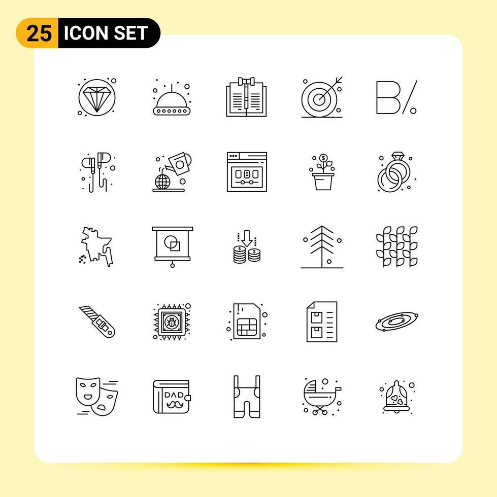 Modern Set of 25 Lines Pictograph of balboa shooting digital eye ambition Editable Vector Design Elements
