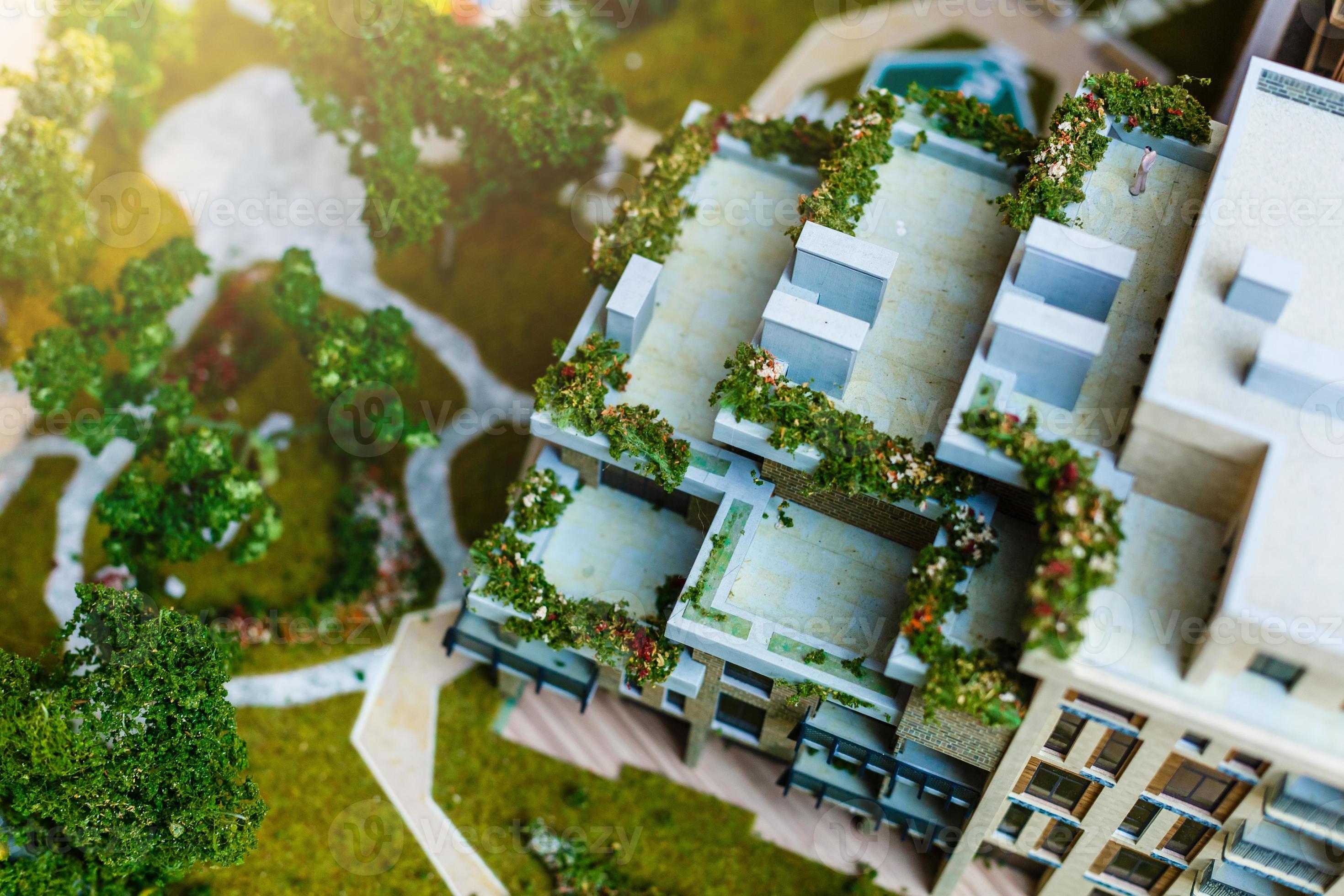 Beautiful rooftop garden. Outside terrace with amazing park and scenic