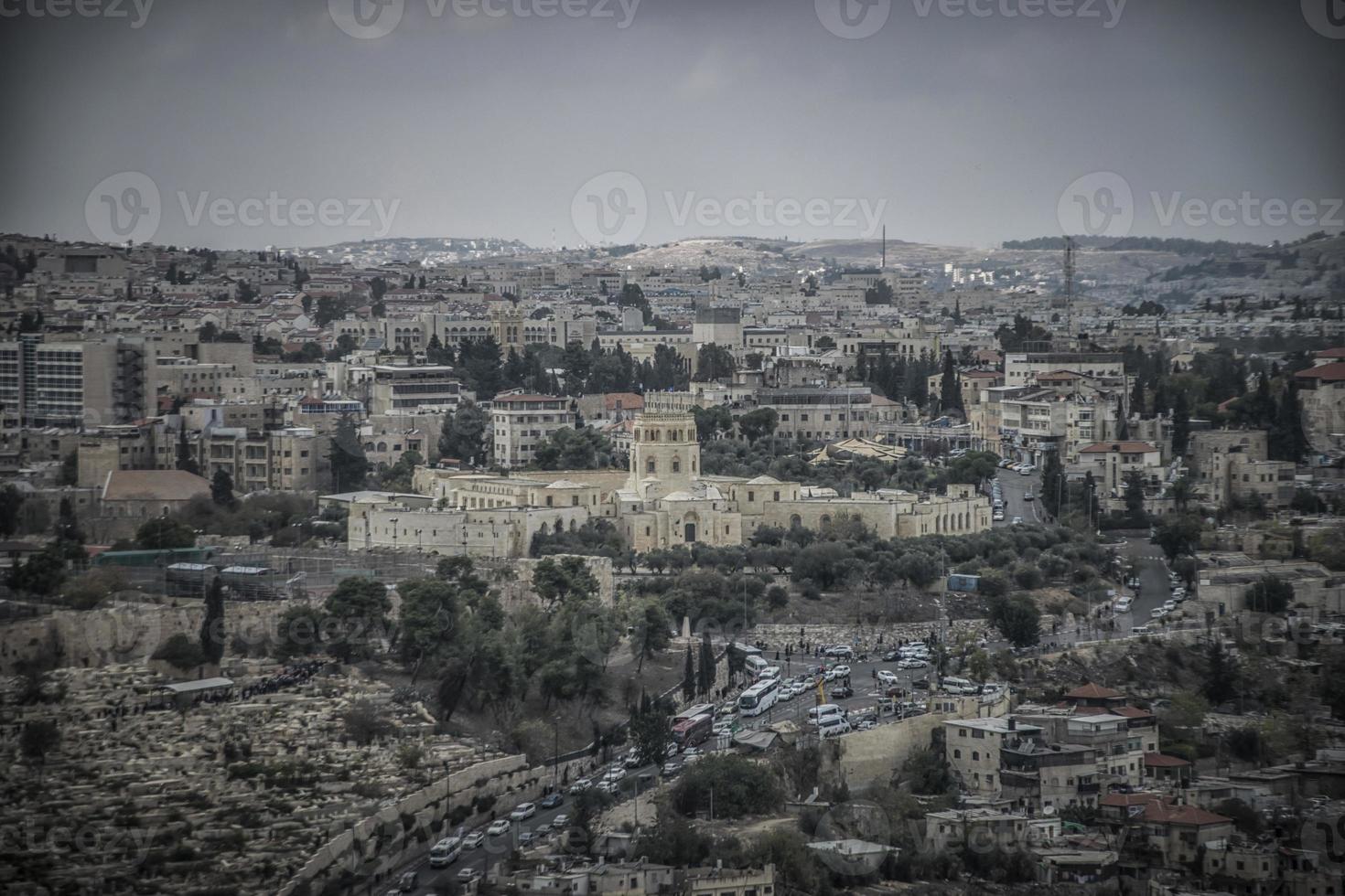 Jerusalem, Israel A panoramic view of the old city from the Mount of Olives photo