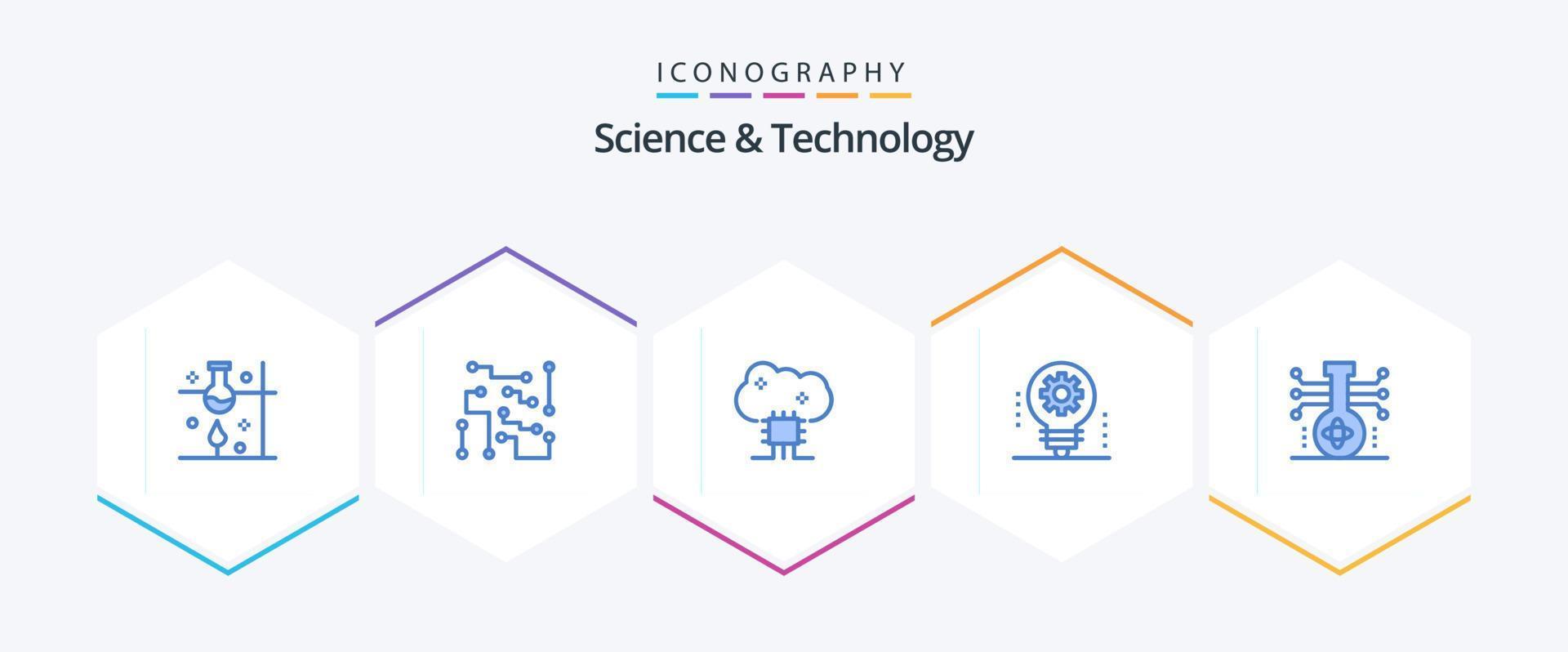 Science And Technology 25 Blue icon pack including electronics. ai. physical science. cloud software. cloud networking vector