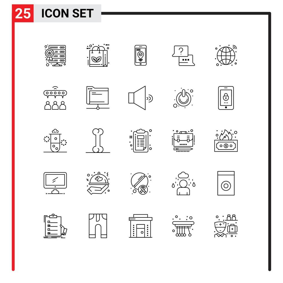 Line Pack of 25 Universal Symbols of globe laptop recycle find smartphone Editable Vector Design Elements