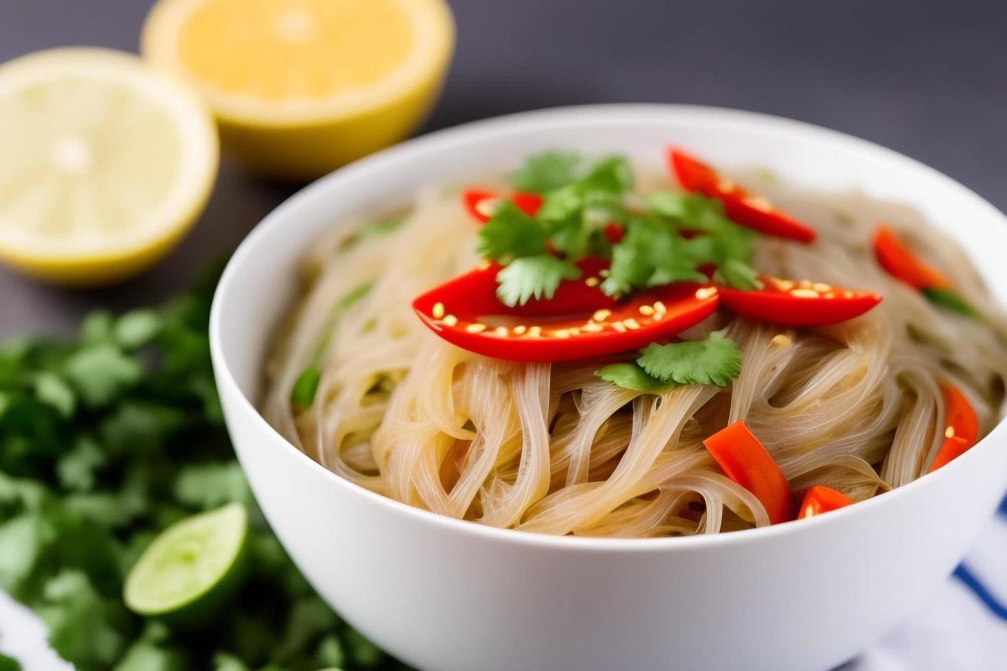 deliciosos fideos. comida rápida con apetitosas pastas y palillos. foto