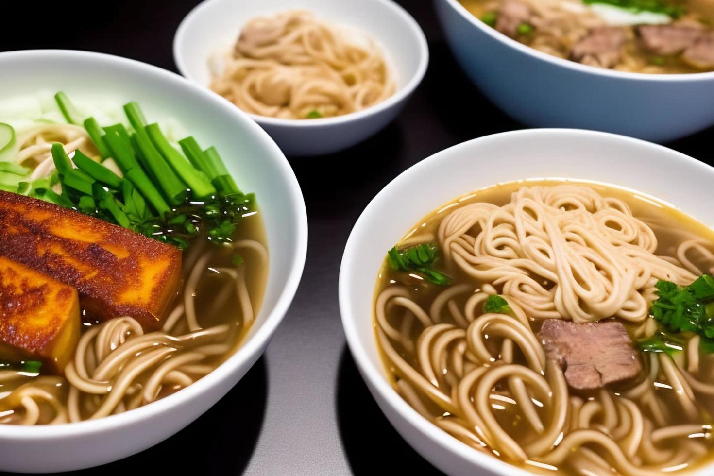 Delicious noodles. Fast food meal with appetizing pasta and chopsticks. photo