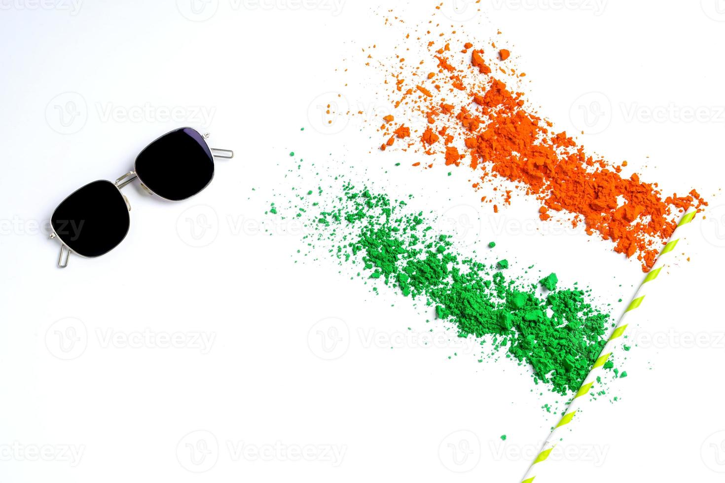 Concept for Indian Independence day and republic day tricolor on white background photo