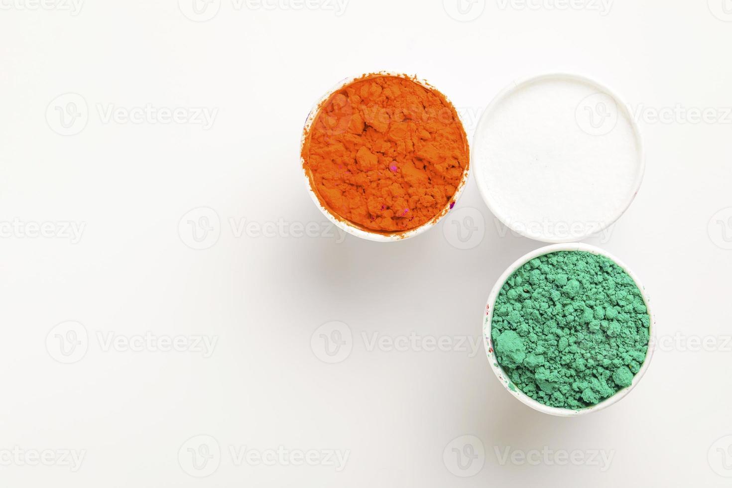 Concept for Indian Independence day and republic day, Three color in cup on white background photo