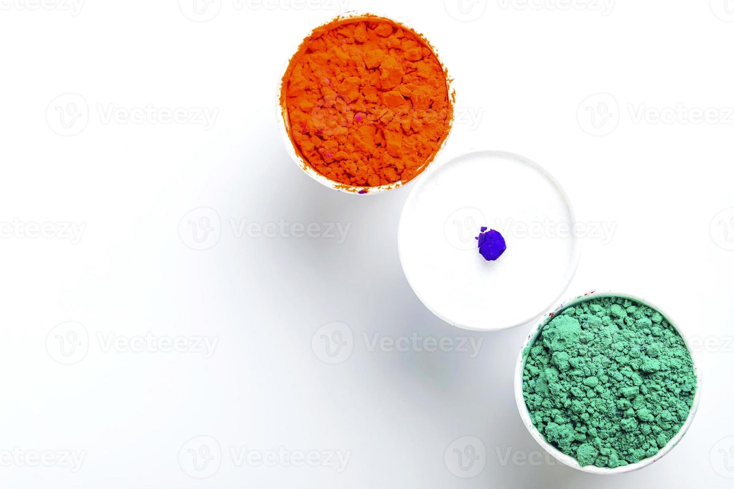 Concept for Indian Independence day and republic day, Three color in cup on white background photo