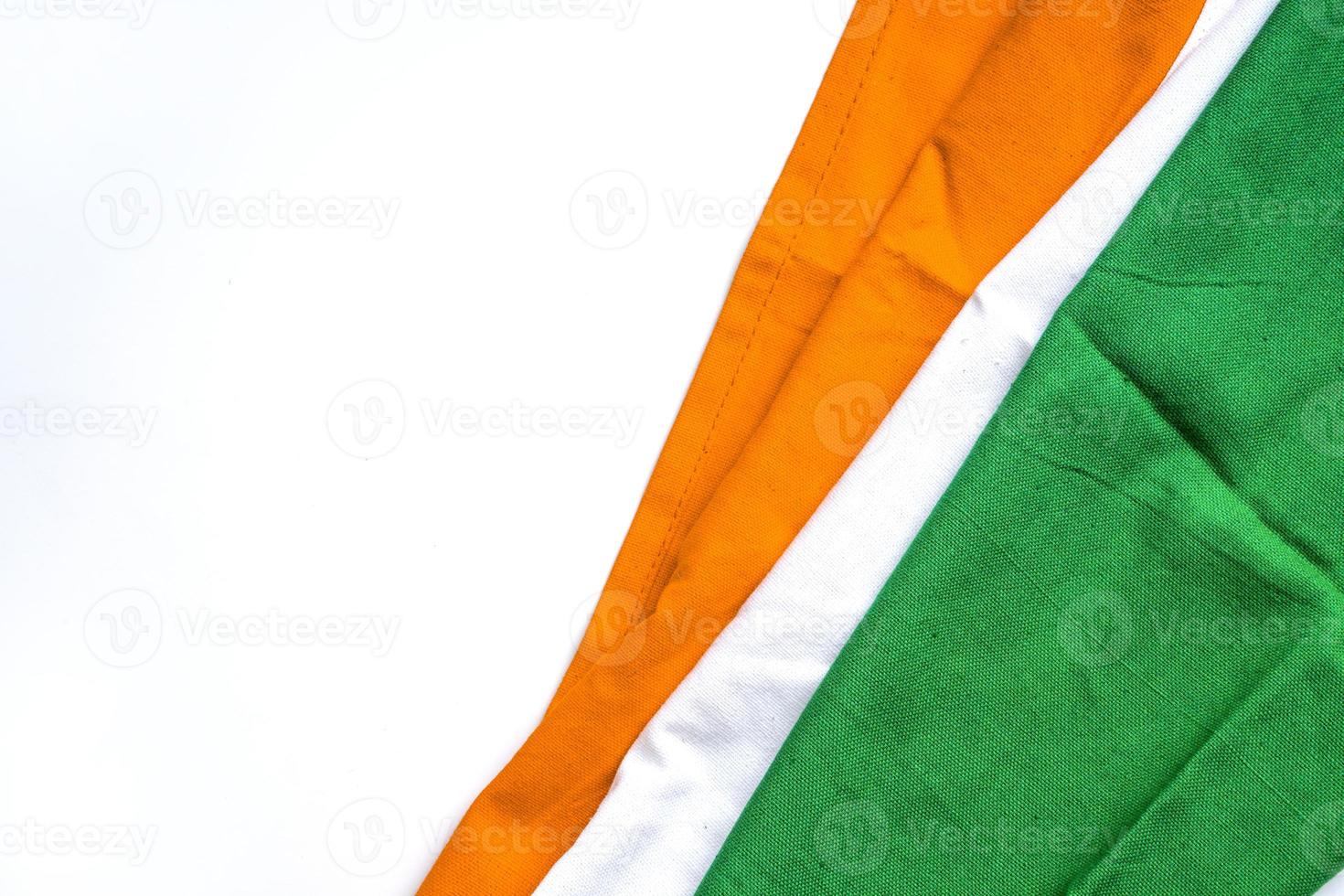 Concept for Indian Independence day and republic day, tricolor indian flag on white background photo