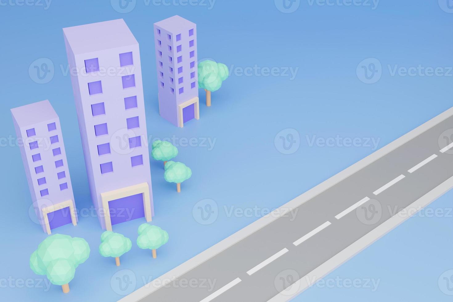 modelo de edificio de gran altura sobre fondo azul, edificios altos de la ciudad, tipo de vivienda de gran altura, vida en la ciudad, venta de viviendas, presentación en 3d foto