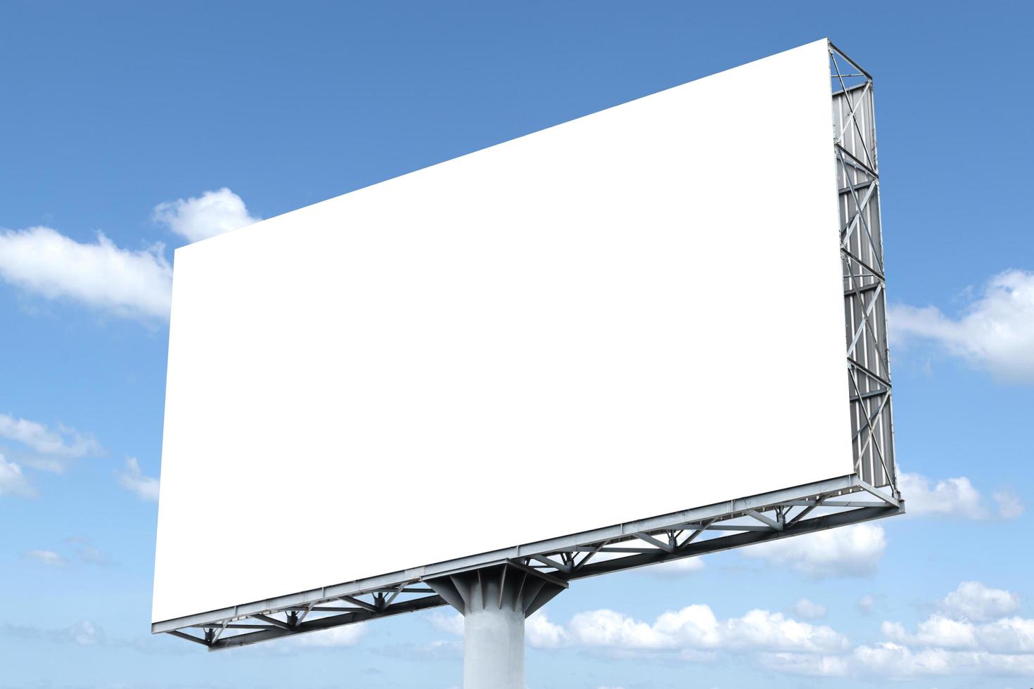 Outdoor billboard on blue sky background with white background mock up. clipping path photo