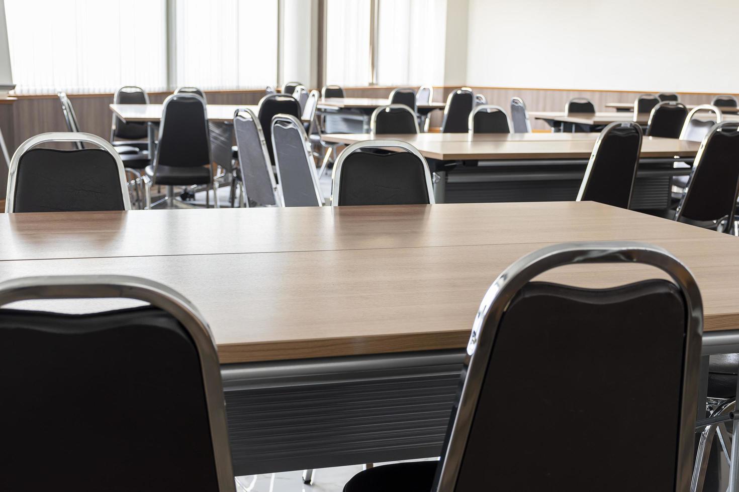 Table workshop group in seminar room. photo