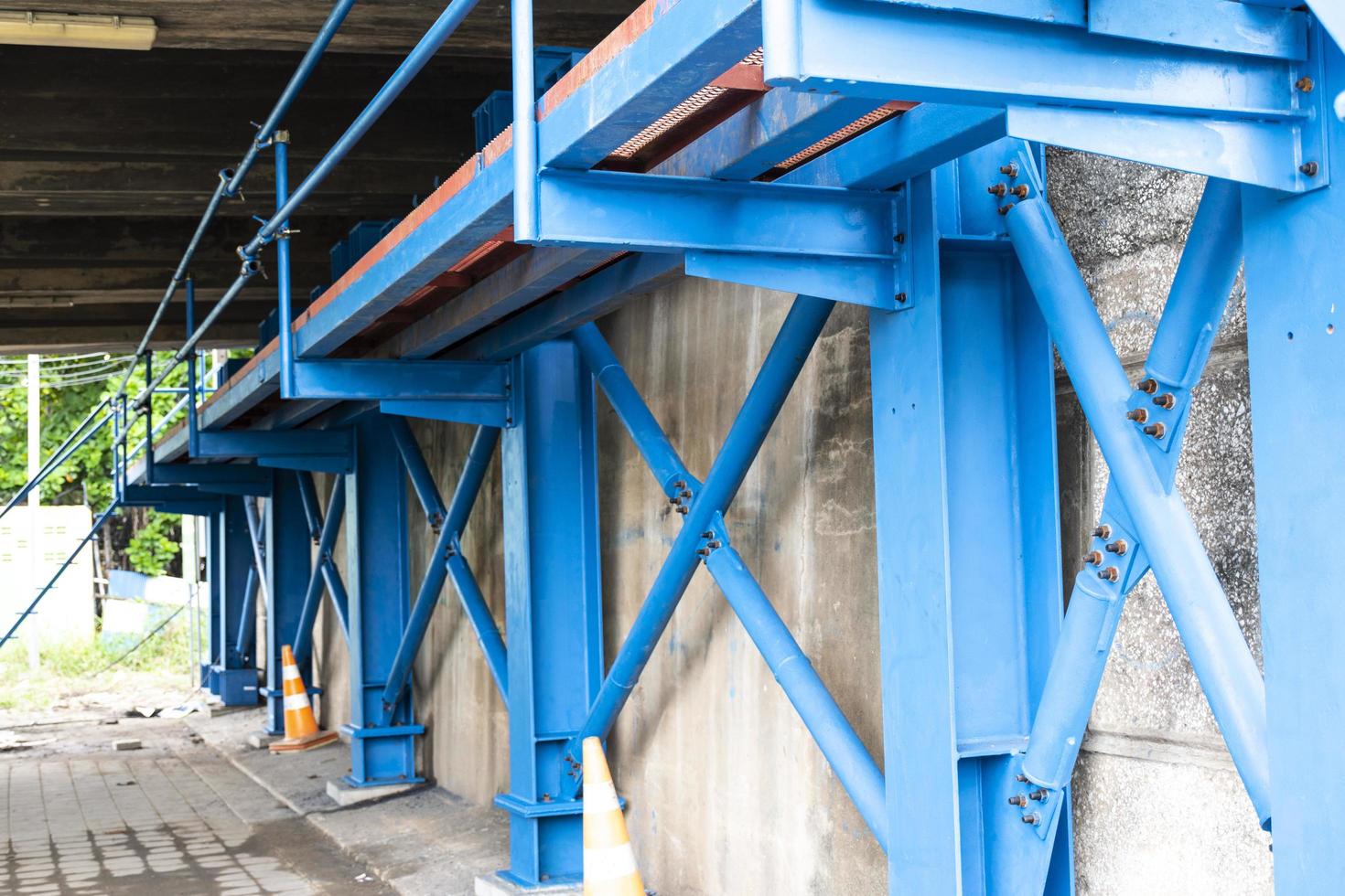 Scaffolding steel frame at construction site photo