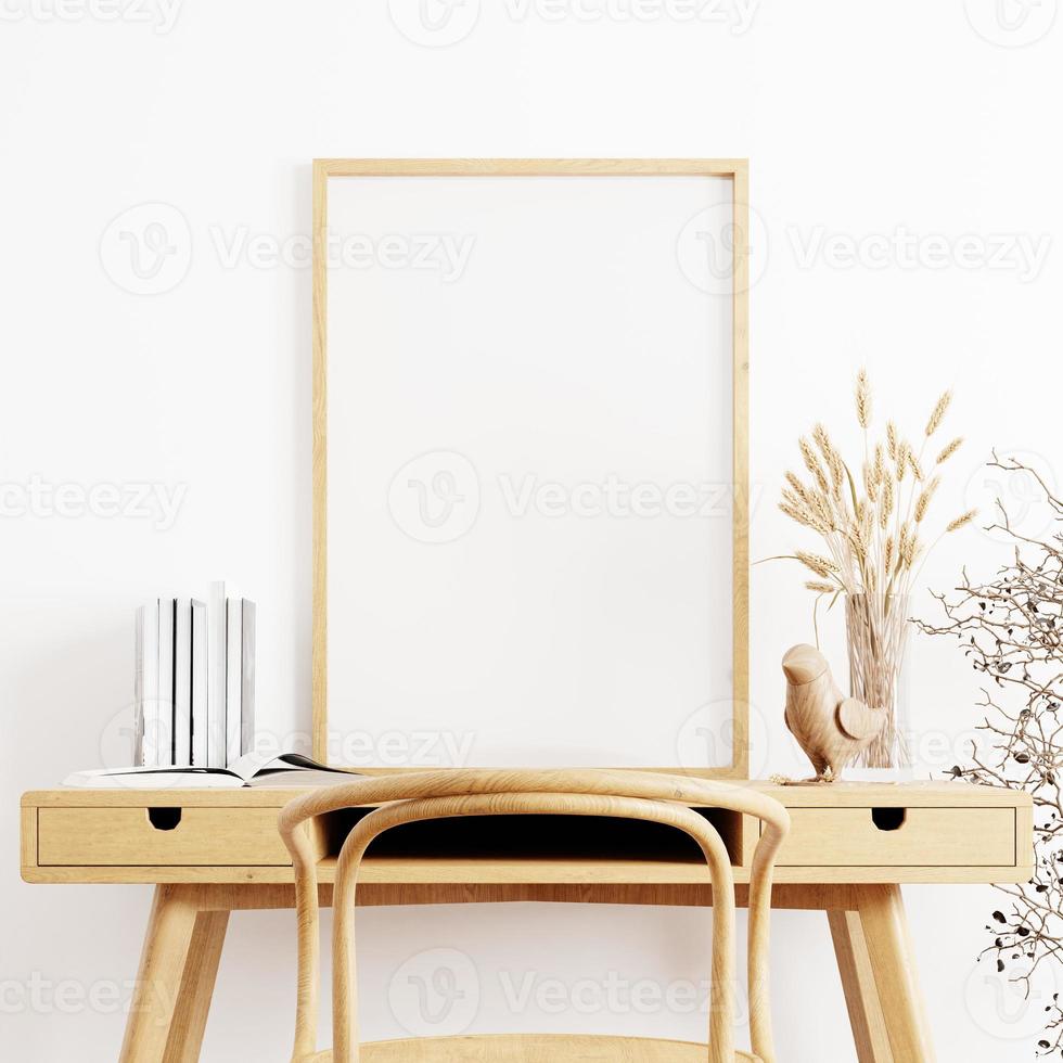 Frame and poster mockup in Boho style interior. 3d rendering, 3d illustration photo