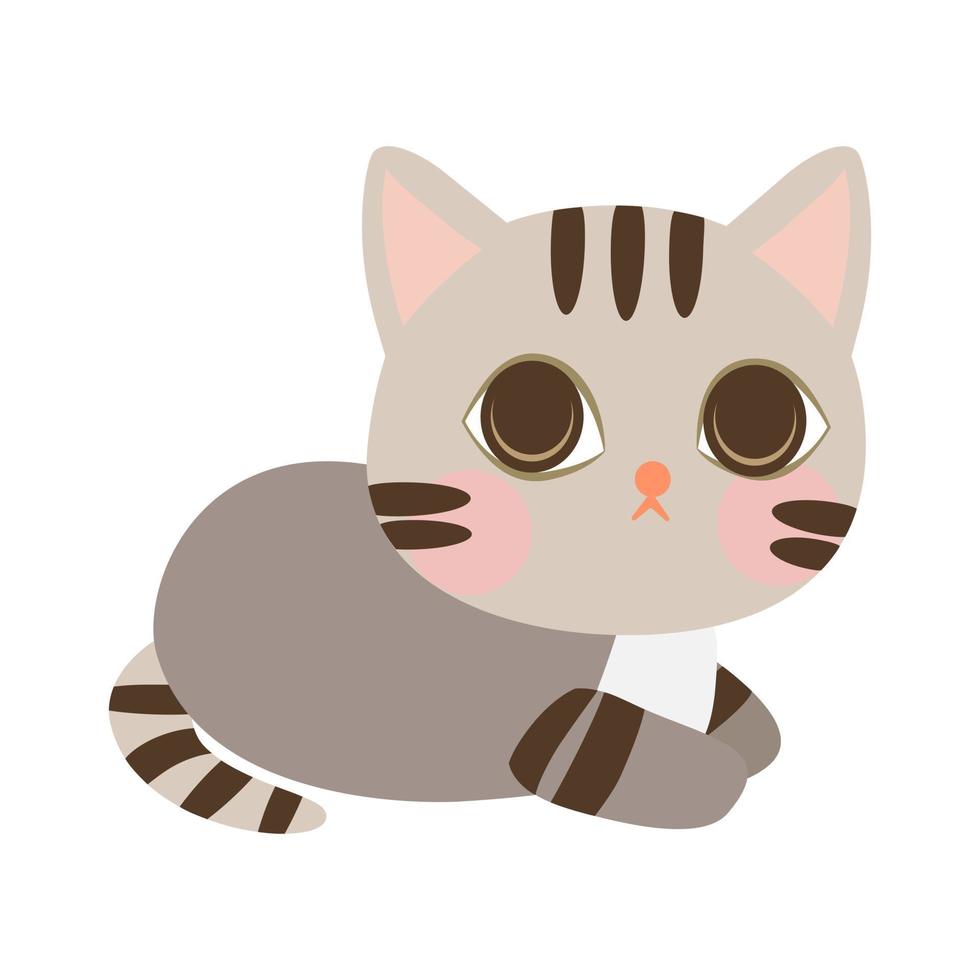 Cute Cartoon Little Baby Cat Icon. Cat sitting on the floor. Cat with gray color. Cartoon illustration, Vector, EPS10 vector