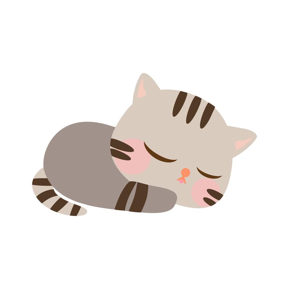 icono de gato pequeño de dibujos animados lindo. gato durmiendo en el suelo. gato con color gris. ilustración de dibujos animados, vectorial, eps10 vector