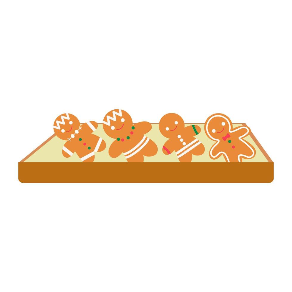 Cute Christmas food gingerbread man. Isolated on white background, flat design, EPS10 vector
