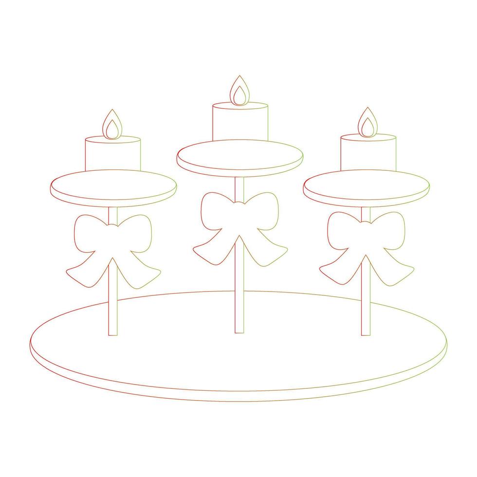 lindos candelabros decorativos vintage de dibujos animados con cinta. candelabro con tres velas. aislado sobre fondo blanco, diseño plano, arte lineal, vector eps10