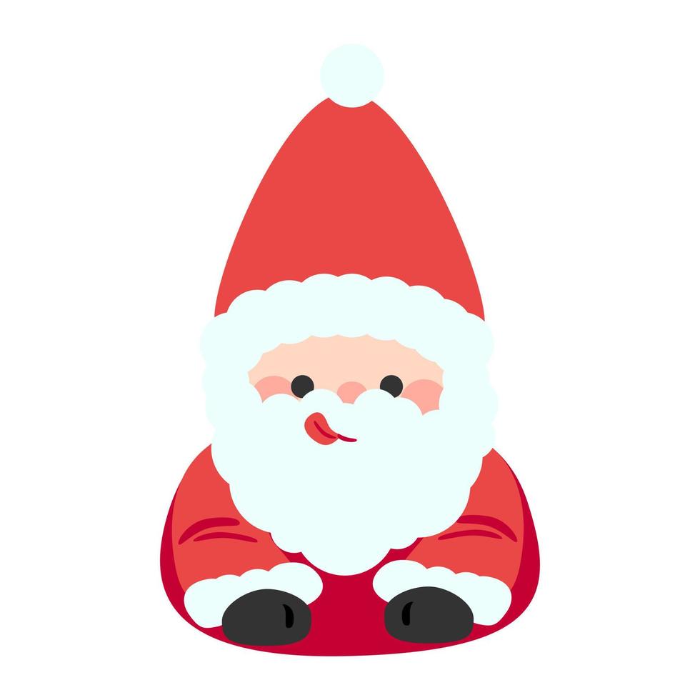 Cute humor Santa Claus tease, showing tongue. Isolated on white background, flat design, EPS10 vector