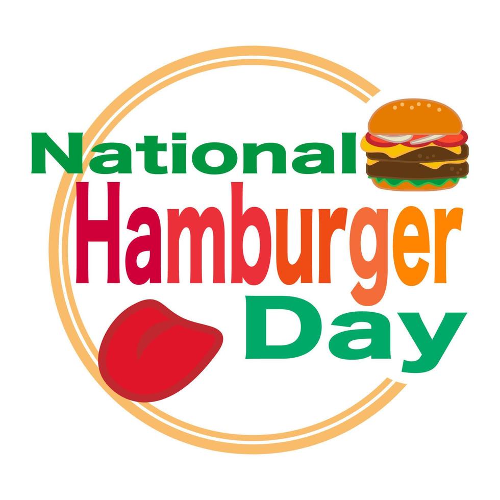 Cartoon cheese big burger icon and sticker. Burger with lettuce, tomato, cheese and hamburg steak. National Hamburger Day vector, illustration, EPS10 vector