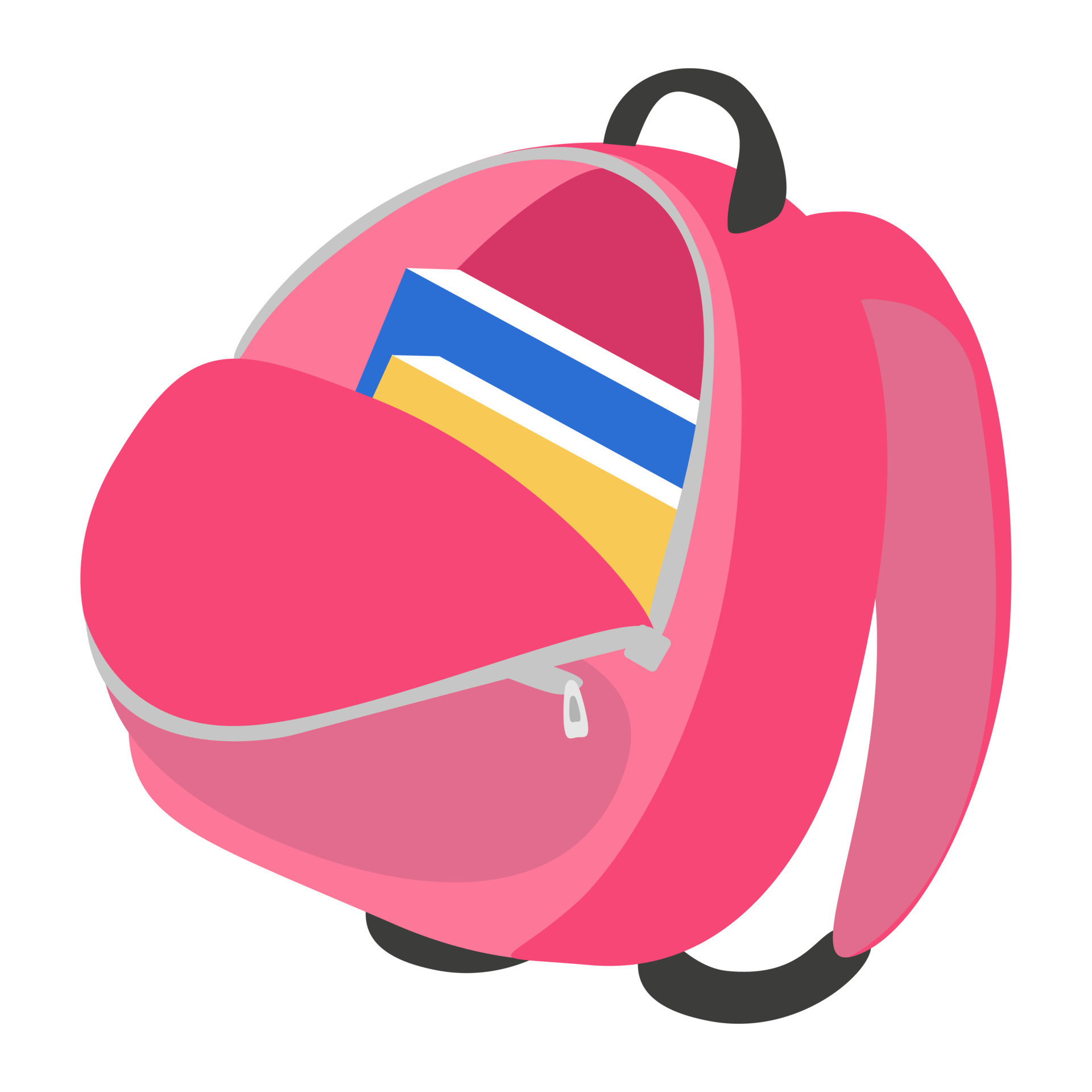 Okay pink crayons in cartoon school bag Royalty Free Vector