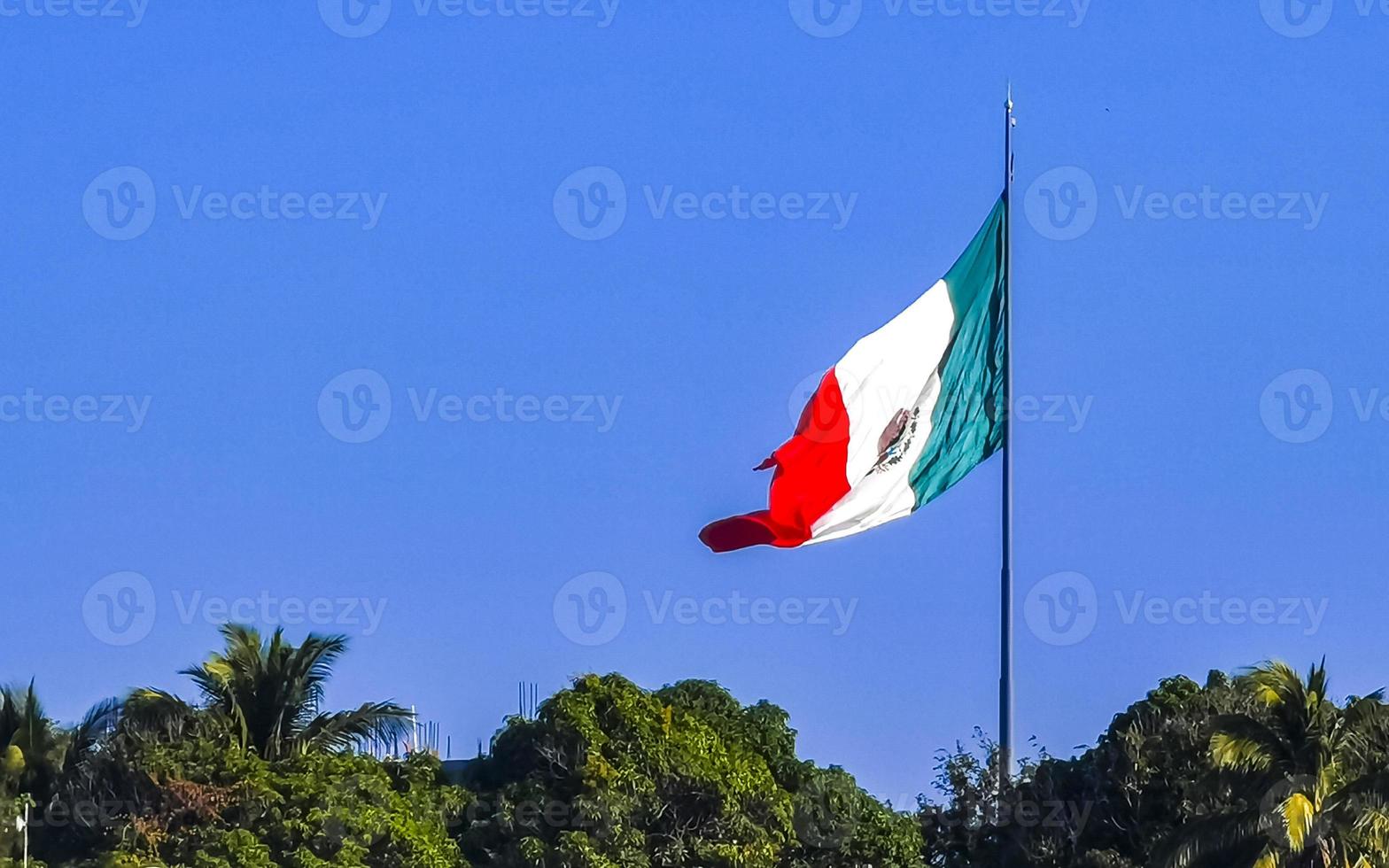 Mexican green white red flag in Zicatela Puerto Escondido Mexico. photo