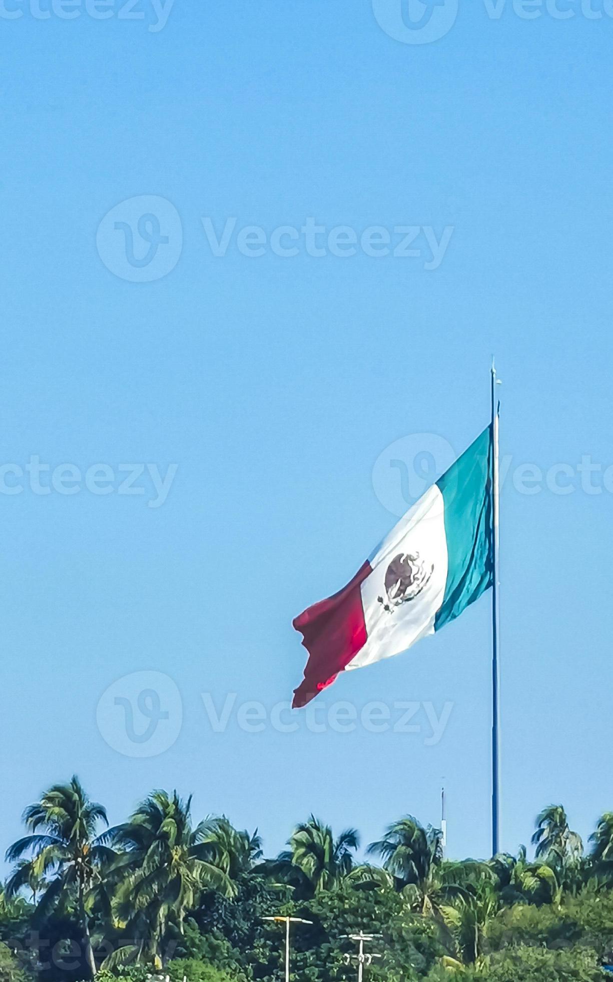 Mexican green white red flag in Zicatela Puerto Escondido Mexico