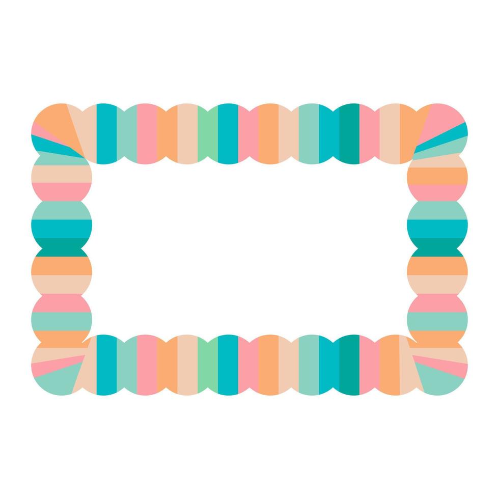 Cute colorful decorative rectangular border with ball shape pattern. Photo album, picture frame, speech bubble. Isolated on white background, flat design, EPS10 vector