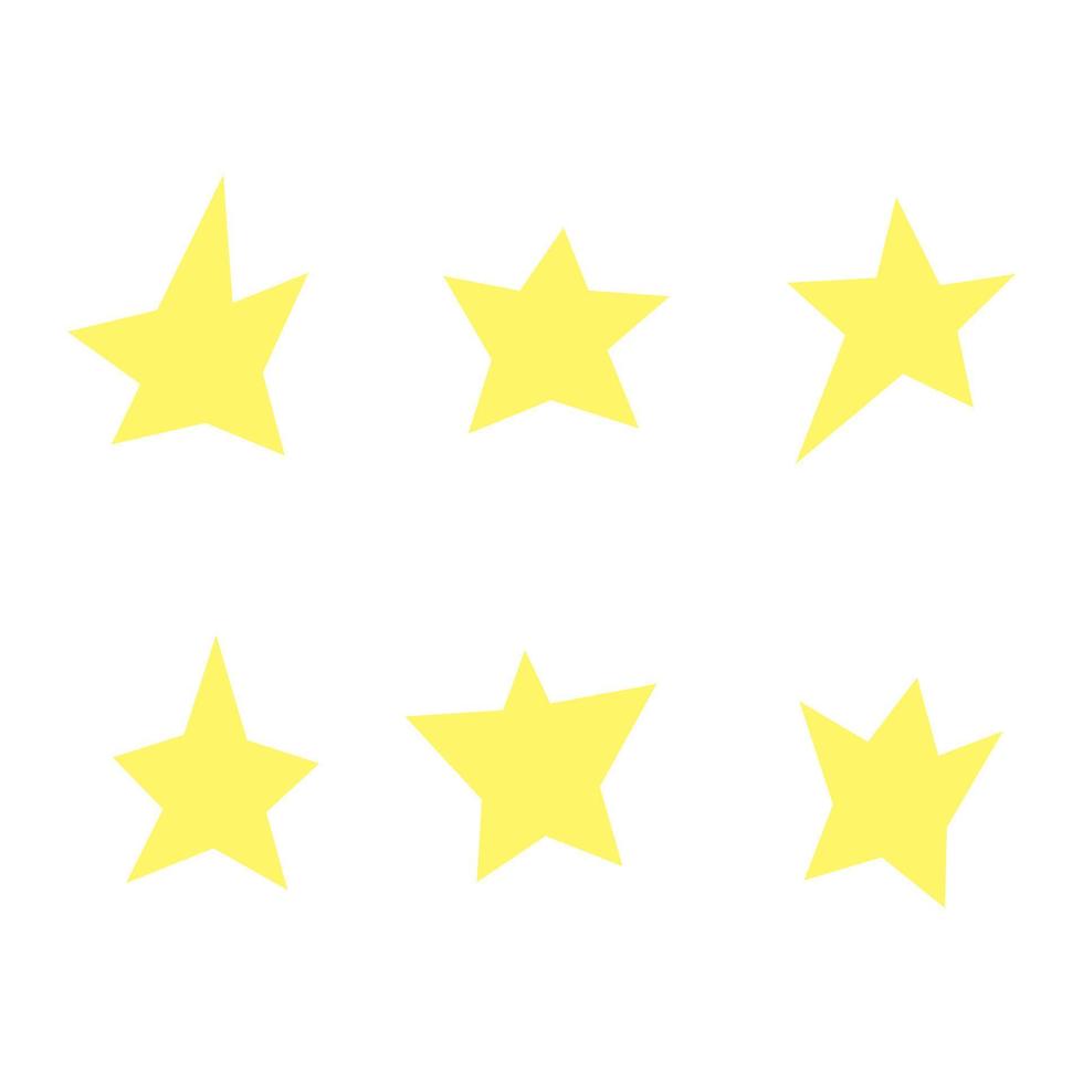 Cute set of different shape yellow stars. Isolated on white background, flat design, EPS10 Vector