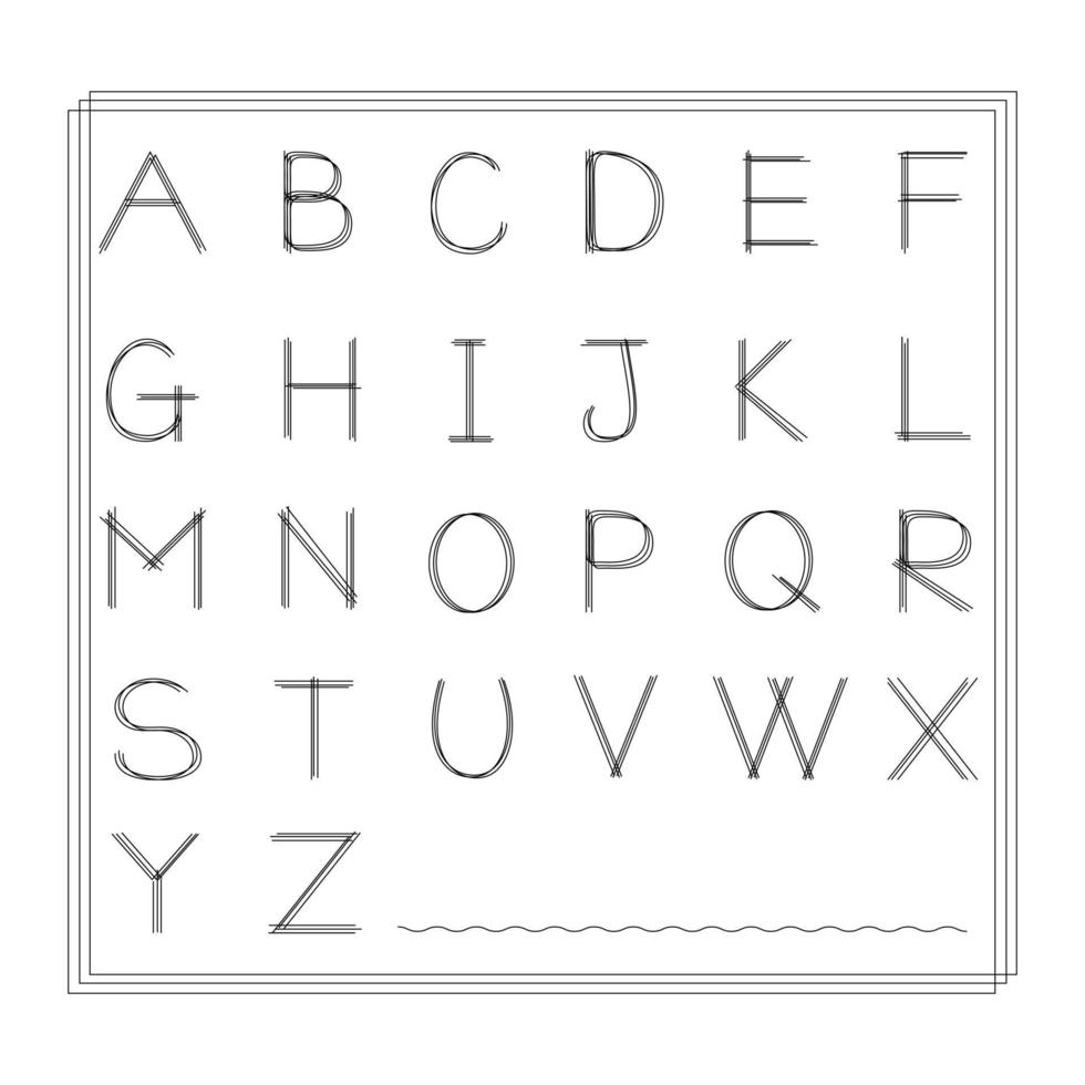 Lindo alfabeto de letras escritas a mano. fuente dibujada a mano. aislado sobre fondo blanco, diseño plano, vector eps10