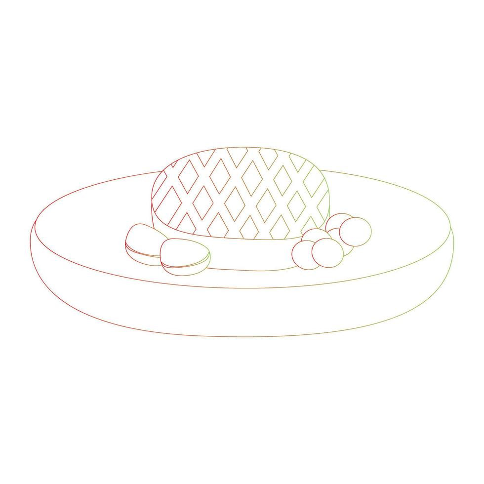Cute cartoon grilled beef steak. Isolated on white background, flat design, EPS10 vector, line art vector