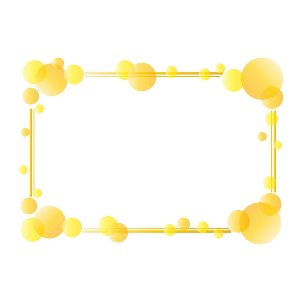 Cute decorative rectangular border with yellow polka dot shape pattern. Photo album, picture frame, speech bubble. Isolated on white background, flat design, EPS10 vector