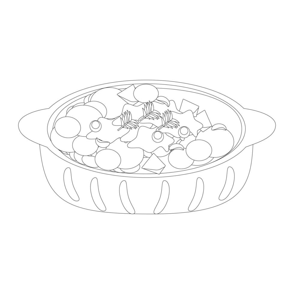 Cute oatmeal porridge. Cartoon food. Isolated on white background, flat design, line art, EPS10 vector