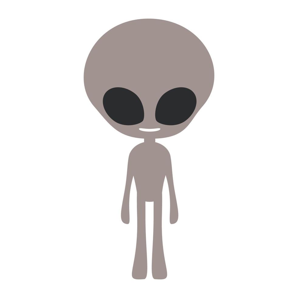 dibujos animados lindo divertido personaje alienígena gris con pose de pie. aislado sobre fondo blanco, diseño plano, vector, ilustración, eps10 vector