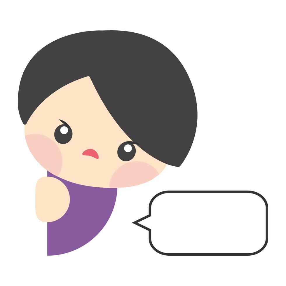 Cute boy hiding behind the wall with blank speech bubble. Kid talking with blank speech bubble. Blank speech bubble for your text. Isolated speech dialog. Vector, Illustration, EPS10 vector